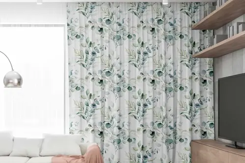 Rideaux tamisants avec impression dans un salon