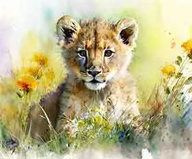 Tableau sur plexiglas Animaux de safari en aquarelle