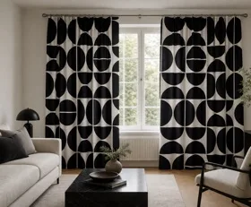 Rideaux Noir et blanc géométrique moderne patrons