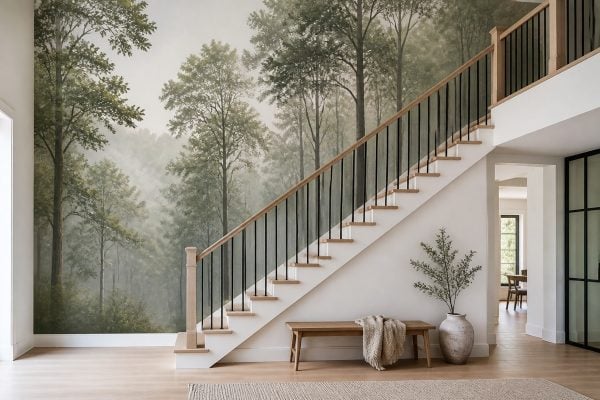 Papier peint photo sur un mur d’escalier : mesurer et poser