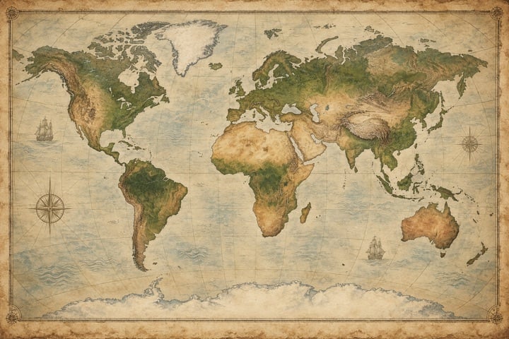 Carte du monde vintage comme idée cadeau pour un voyageur
