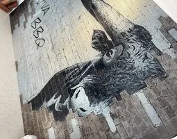 Crédence de cuisine Art urbain figure à plumes