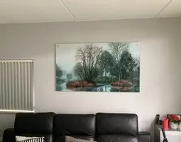 Tableau sur verre Paysage automnal vintage lac et vieille forêt
